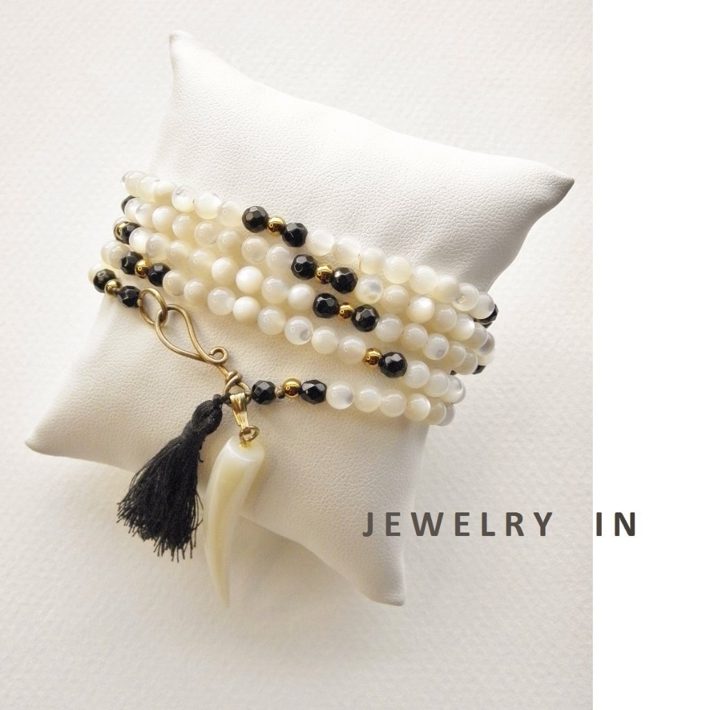 New Shell Pearl With Onyx And Hematite 3 Styles Wearing Necklace & Bracelet